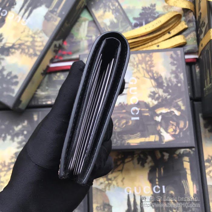 GUCCI古馳 新款 451240pvc黑 男士短夾系列 進口頭層牛皮 多卡位短錢包  ydgq3266
